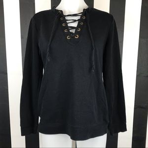 5 for $25 Forever 21 Black Lace Up Sweater